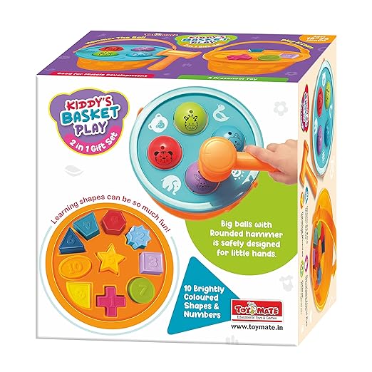 Baby toddler playing with colorful hammer ball basket educational toy