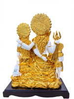 Golden Polystone Shiv Parivar Idol – Lord Shiva Family Statue for Home Mandir & Spiritual Gift