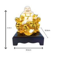 Decorative golden Laughing Buddha statue for modern home interiors