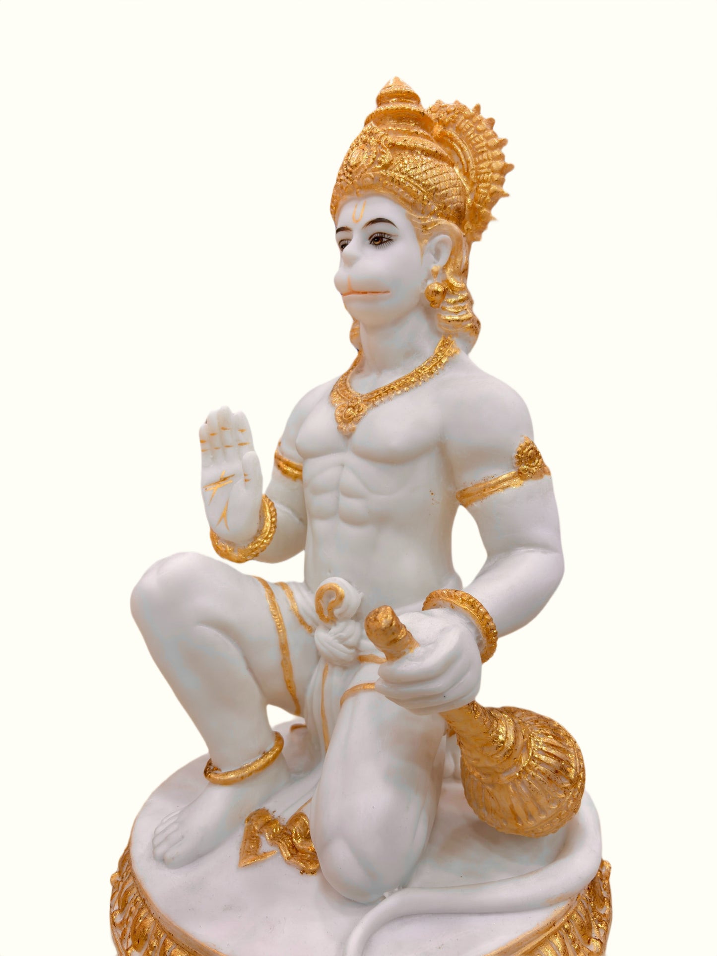 "Hanuman Ji Idol White Matte Finish 15.5 Inch for Home Temple and Decor"