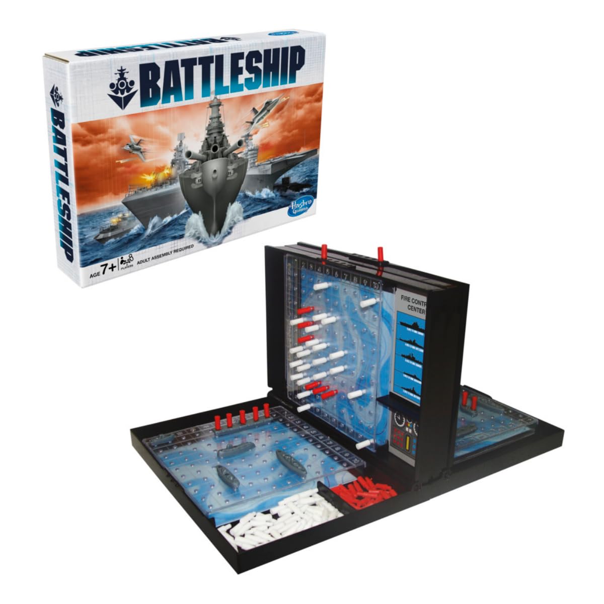 Hasbro Battleship board game with ships and pegs