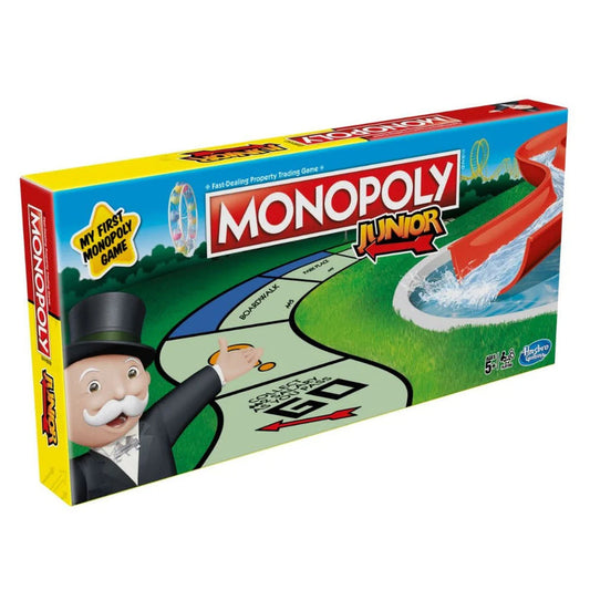 Hasbro Monopoly Junior board game box packaging for kids ages 5 and up.