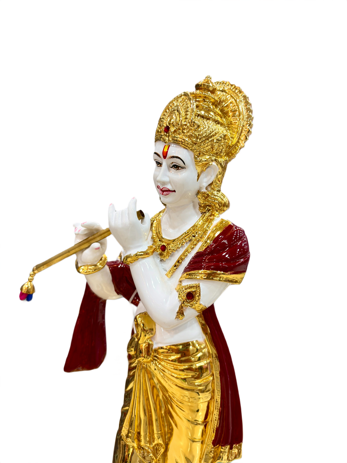 Golden Lord Krishna Showpiece with Flute – Figurine for Housewarming, Wedding & Festive Gifts