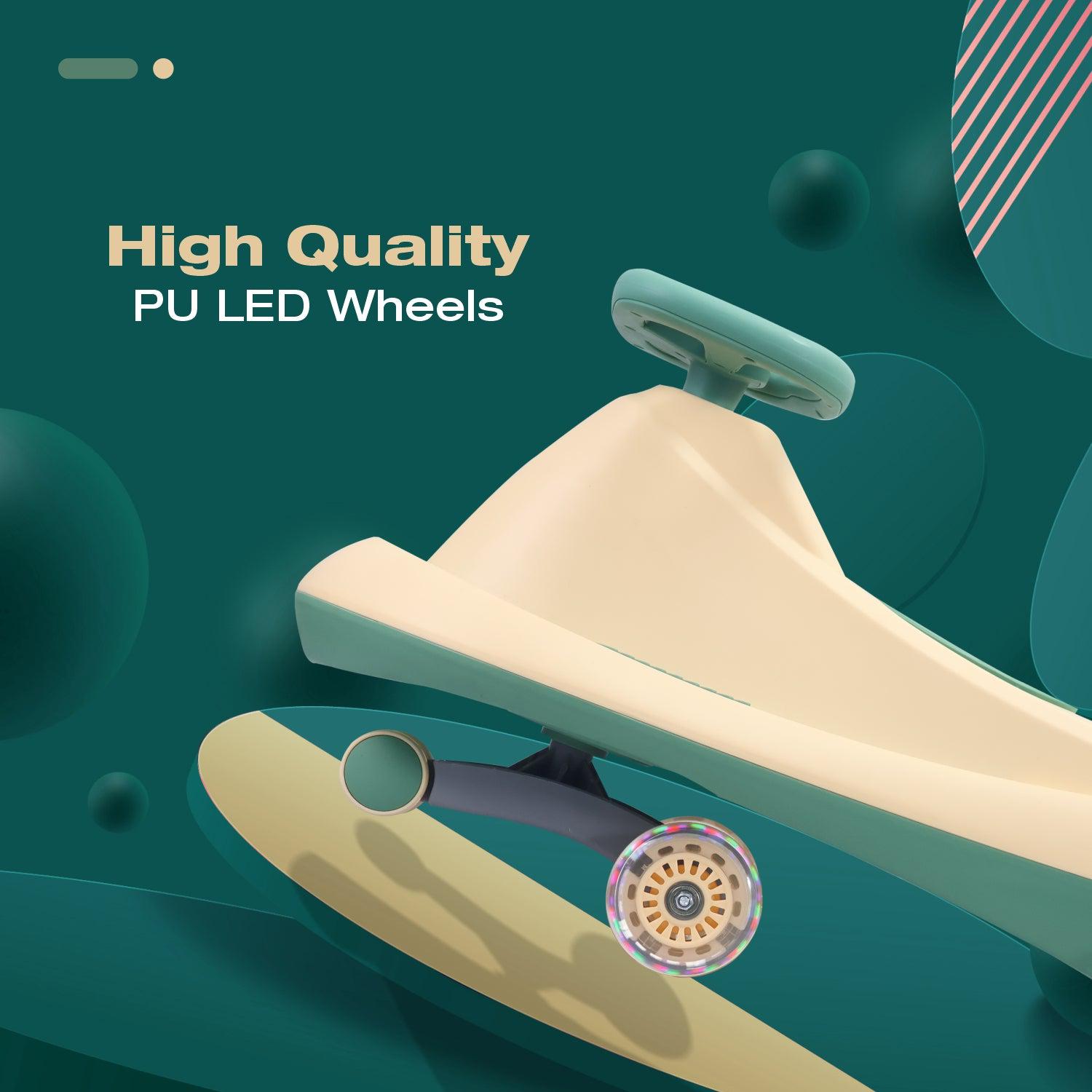 Swing car with LED flashing wheels for fun rides