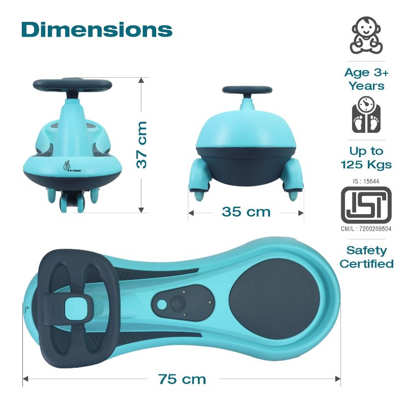 Kids swing car with LED flashing wheels for toddlers