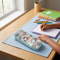 Kawaii aesthetic pencil pouch holographic finish – Moo Yoyo cow design for girls and students