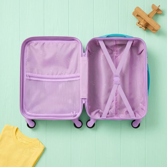 kids cabin luggage trolley bag with cartoon print