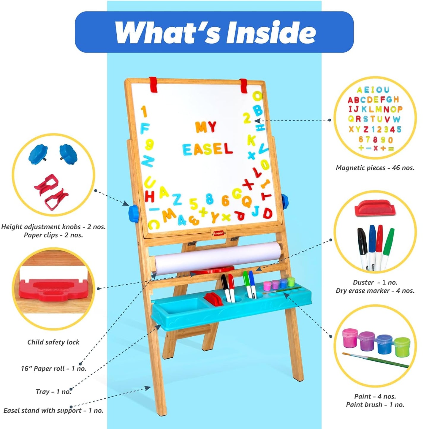 Educational learning toy for kids – chalkboard, whiteboard, magnetic play board"