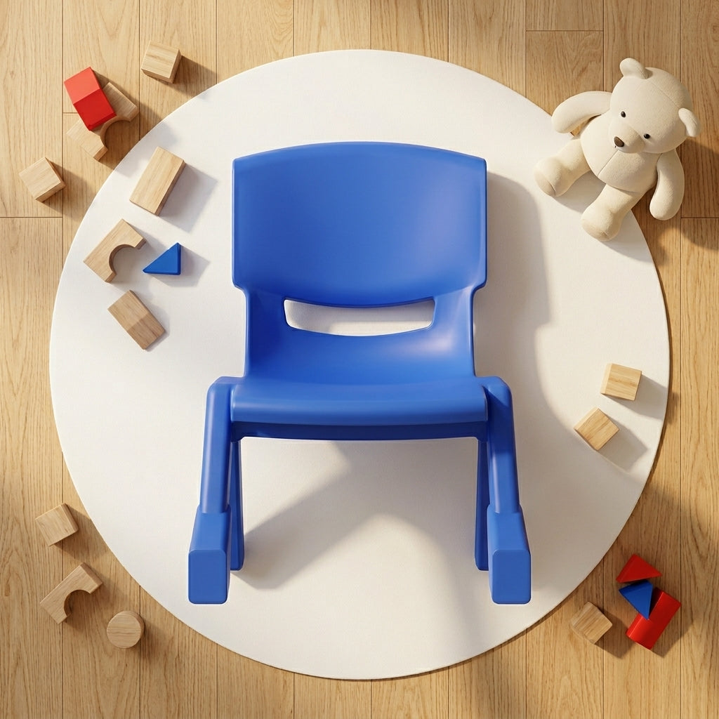 BPA-free blue plastic chair for toddlers safe durable ergonomic design