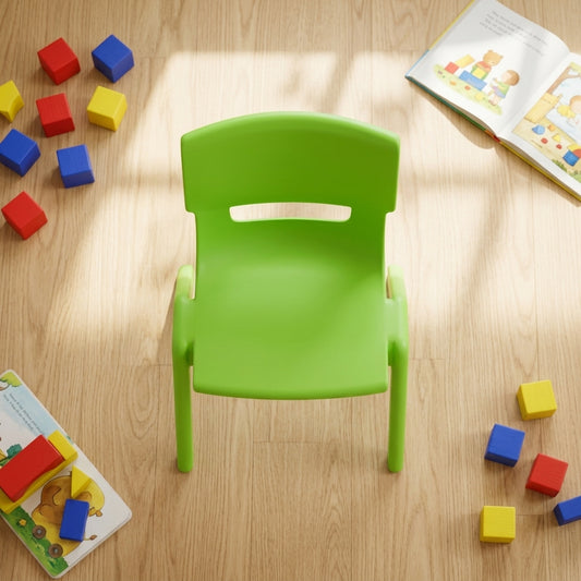 Colorful green kids chair for playroom classroom and outdoor seating