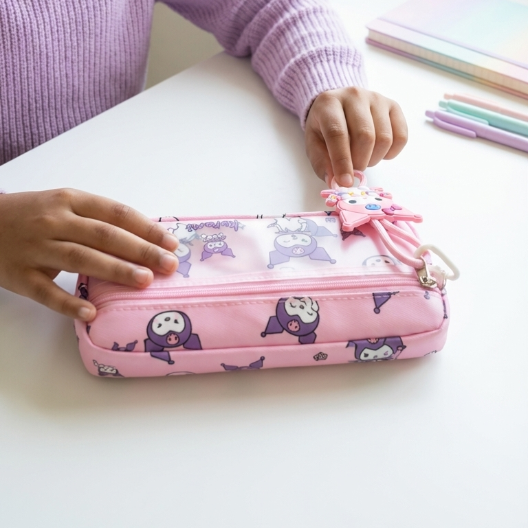Kawaii Kuromi pink pencil pouch birthday gift for girls stationery