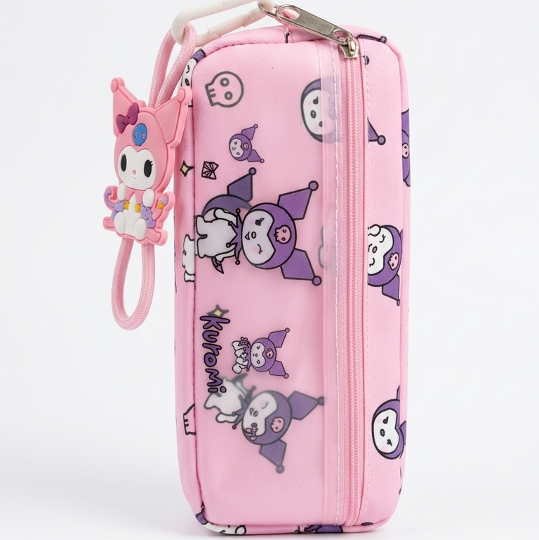 Kuromi all-over print pencil case pastel pink purple kawaii
