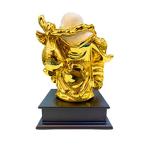 Handcrafted Laughing Buddha Idol in Gold Finish Resin – Smiling Buddha Statue for Home and Office Prosperity Décor