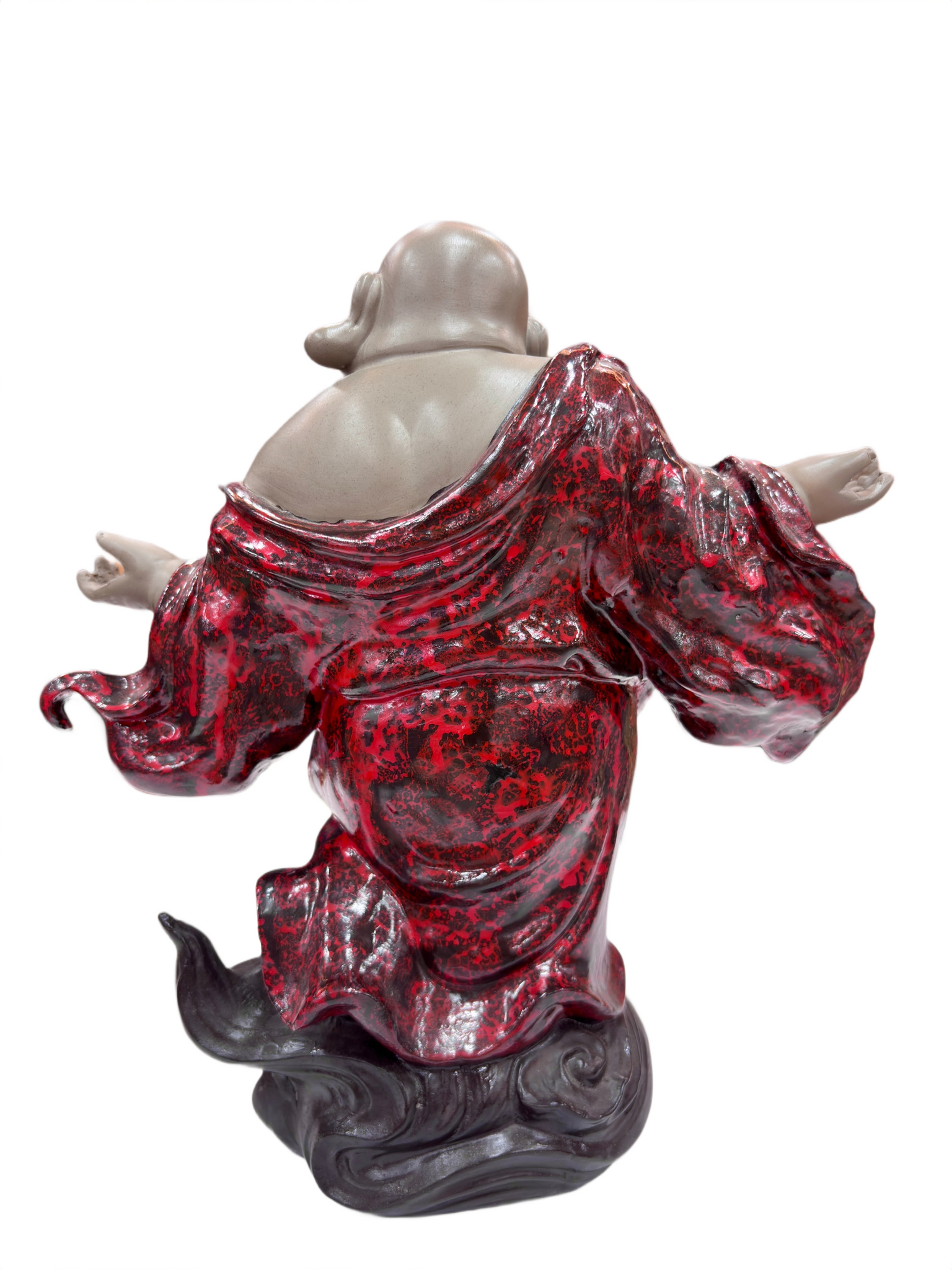Laughing Buddha Statue – 1.1 Feet Premium Resin Idol with Red Robe | Symbol of Prosperity, Good Luck & Happiness for Home & Office Décor