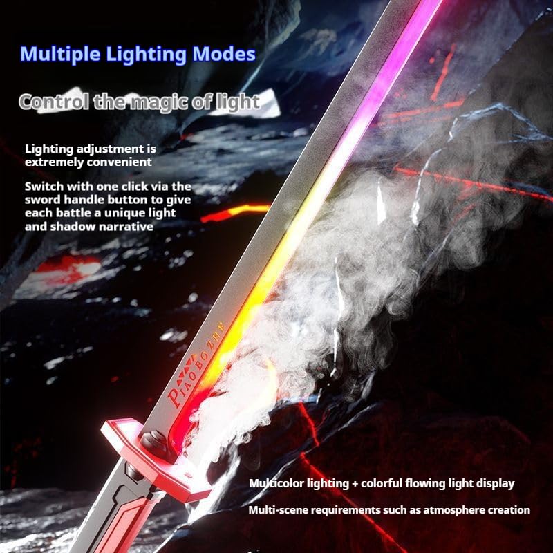 LED lightsaber sword spray system releasing realistic mist effect