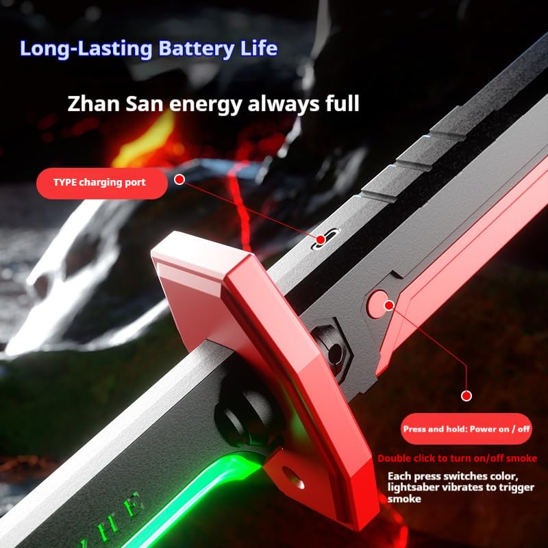 LED lightsaber sword spray system releasing realistic mist effect