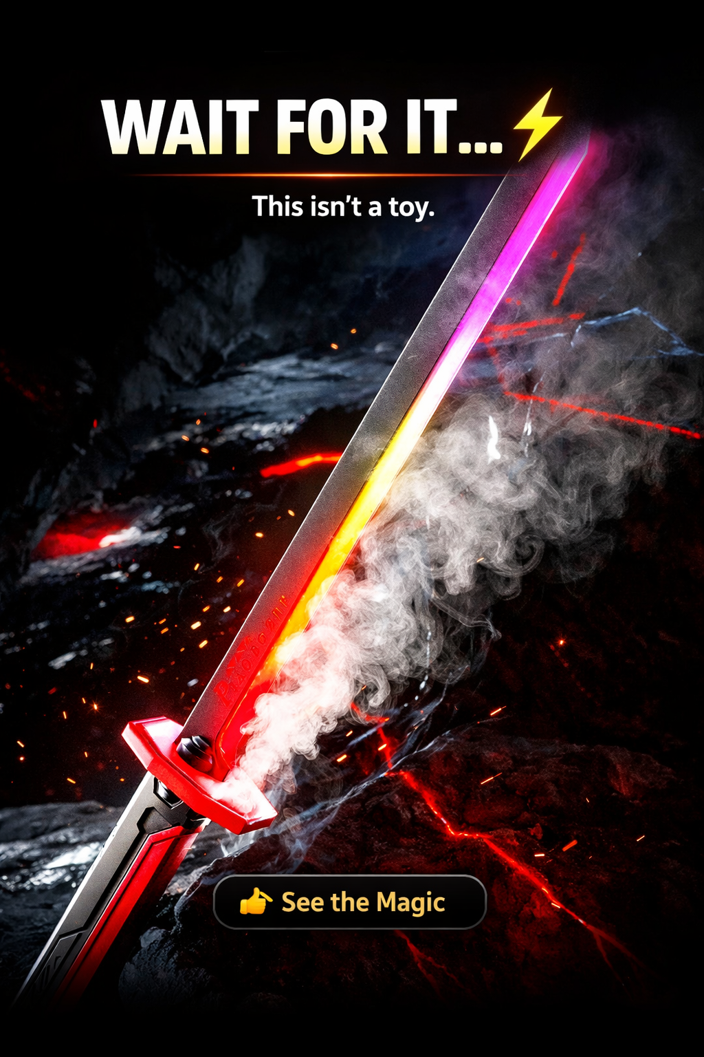 RGB LED lightsaber sword showing multiple color lighting modes and blade styles