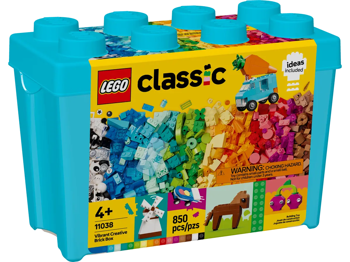 LEGO Classic Vibrant Creative Brick Box with colorful bricks and blue storage bin