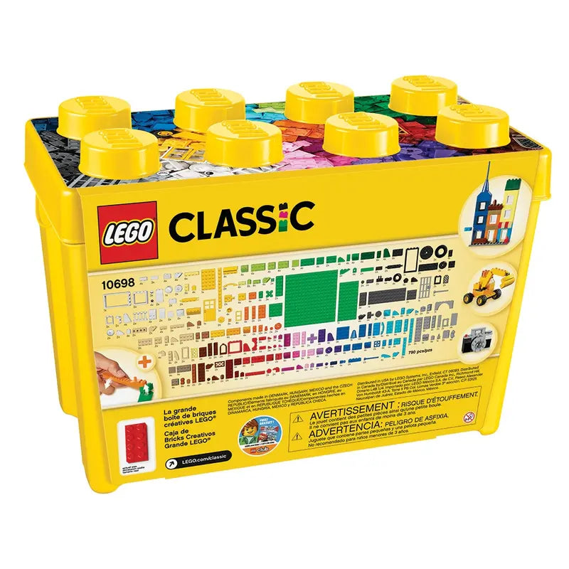 LEGO Classic building blocks in reusable yellow container for creative play