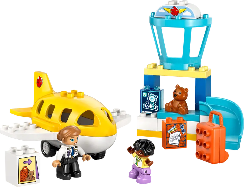 LEGO DUPLO First Time at the Airport – 23-Piece Airplane Building Toy for Toddlers Ages 2+ | Early Learning Travel Playset