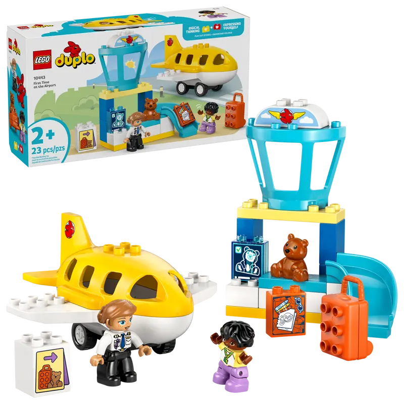 LEGO DUPLO First Time at the Airport – 23-Piece Airplane Building Toy for Toddlers Ages 2+ | Early Learning Travel Playset