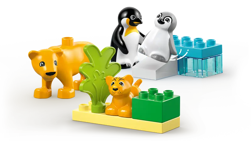 LEGO DUPLO penguins sliding on ice build