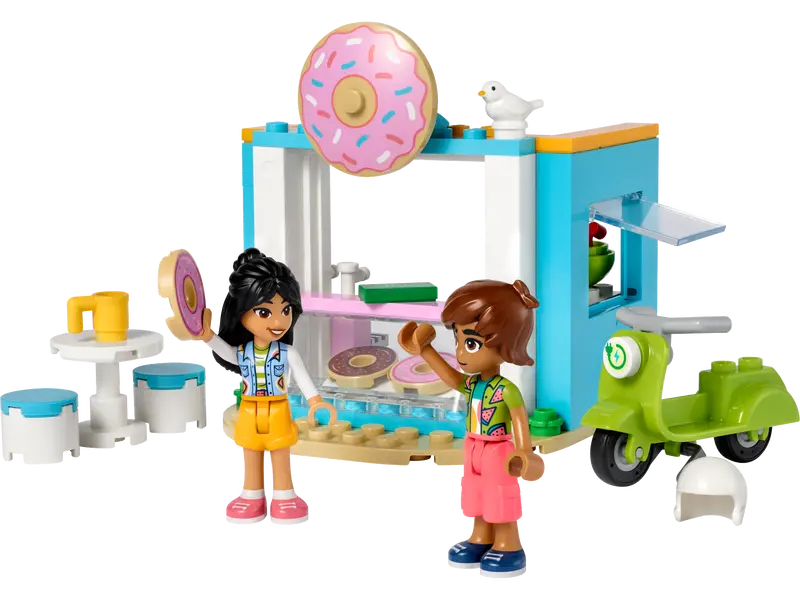 LEGO Friends donut café with table, chairs, and counter