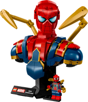Display view of LEGO Iron Spider-Man Bust with golden arms