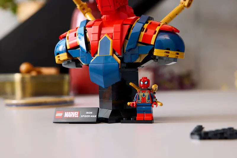LEGO Iron Spider-Man Bust with collectible minifigure