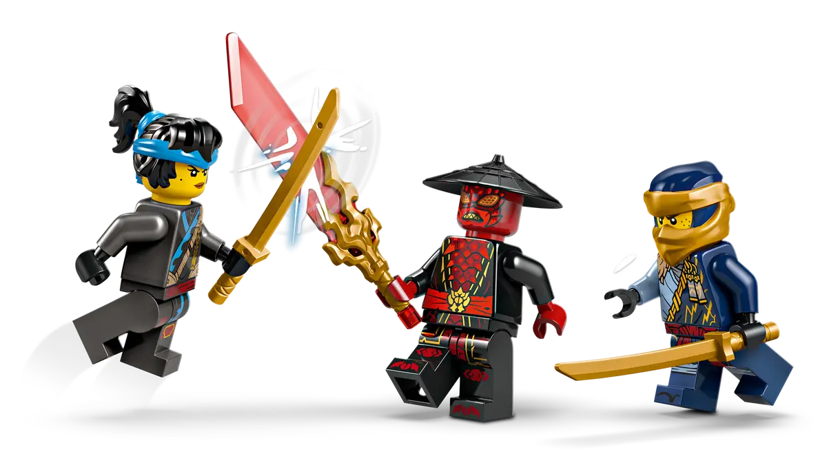 LEGO NINJAGO Rogue and Drix minifigures with weapons