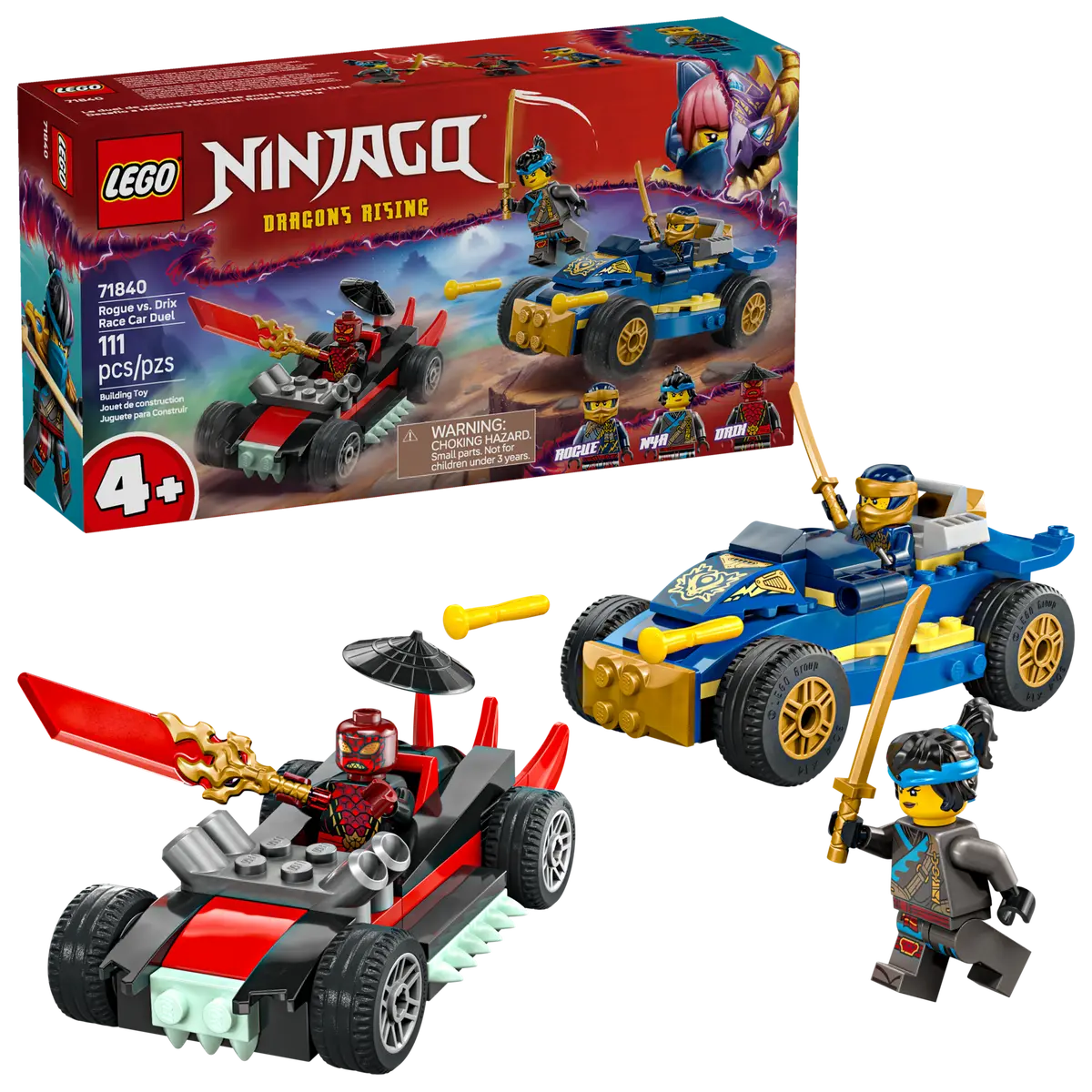 LEGO Rogue vs. Drix Race Car Duel main set with cars and minifigures