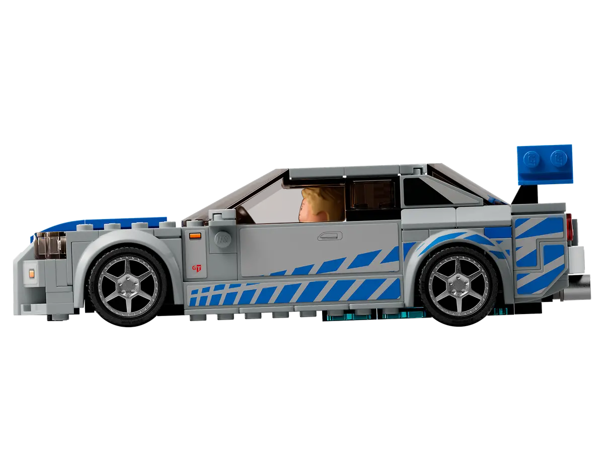 side view of LEGO Nissan Skyline GT-R (R34) Fast & Furious model