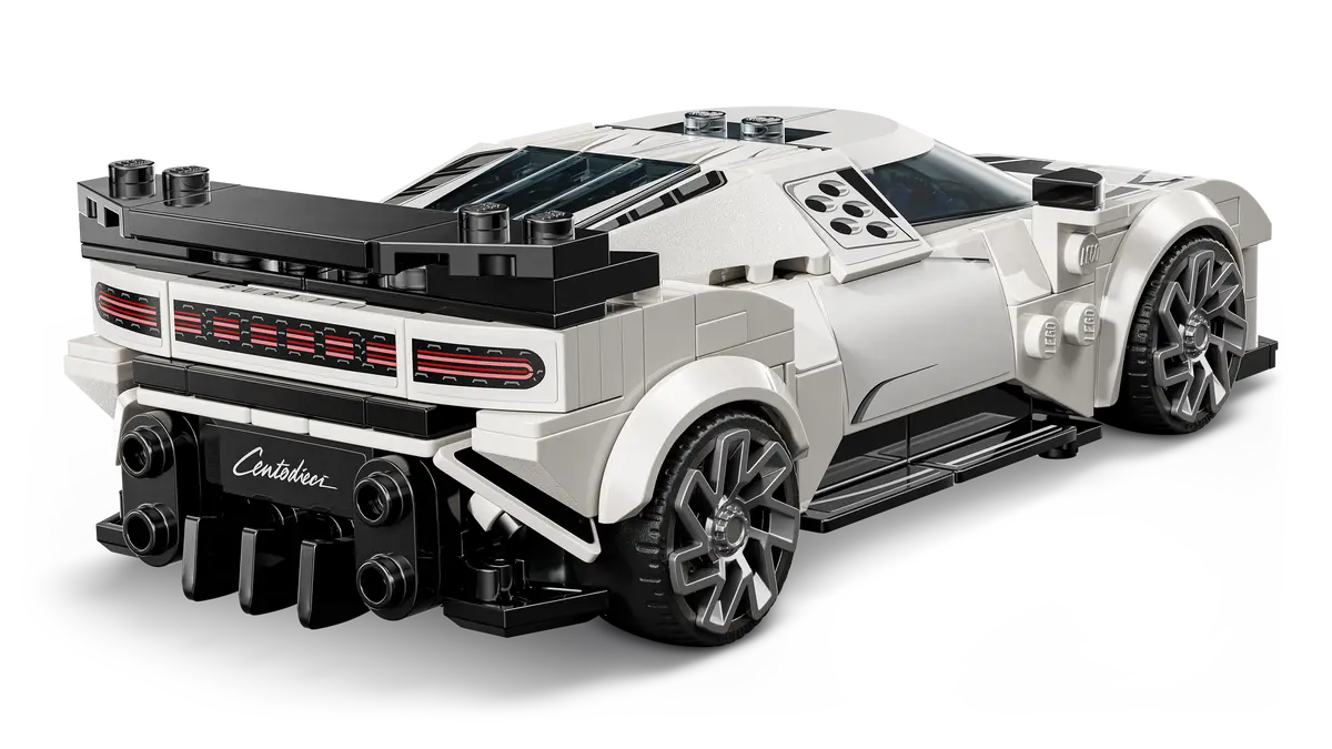 Side view of LEGO Bugatti Centodieci hypercar model