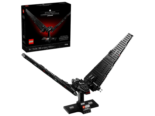 LEGO Star Wars Kylo Ren’s Command Shuttle model on display stand
