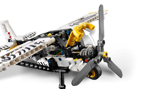Close-up of LEGO Technic Bush Plane engine with rotating pistons