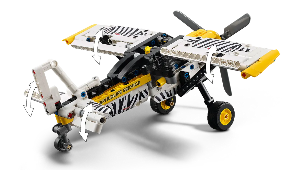 Side view of LEGO Technic Bush Plane model showing realistic details