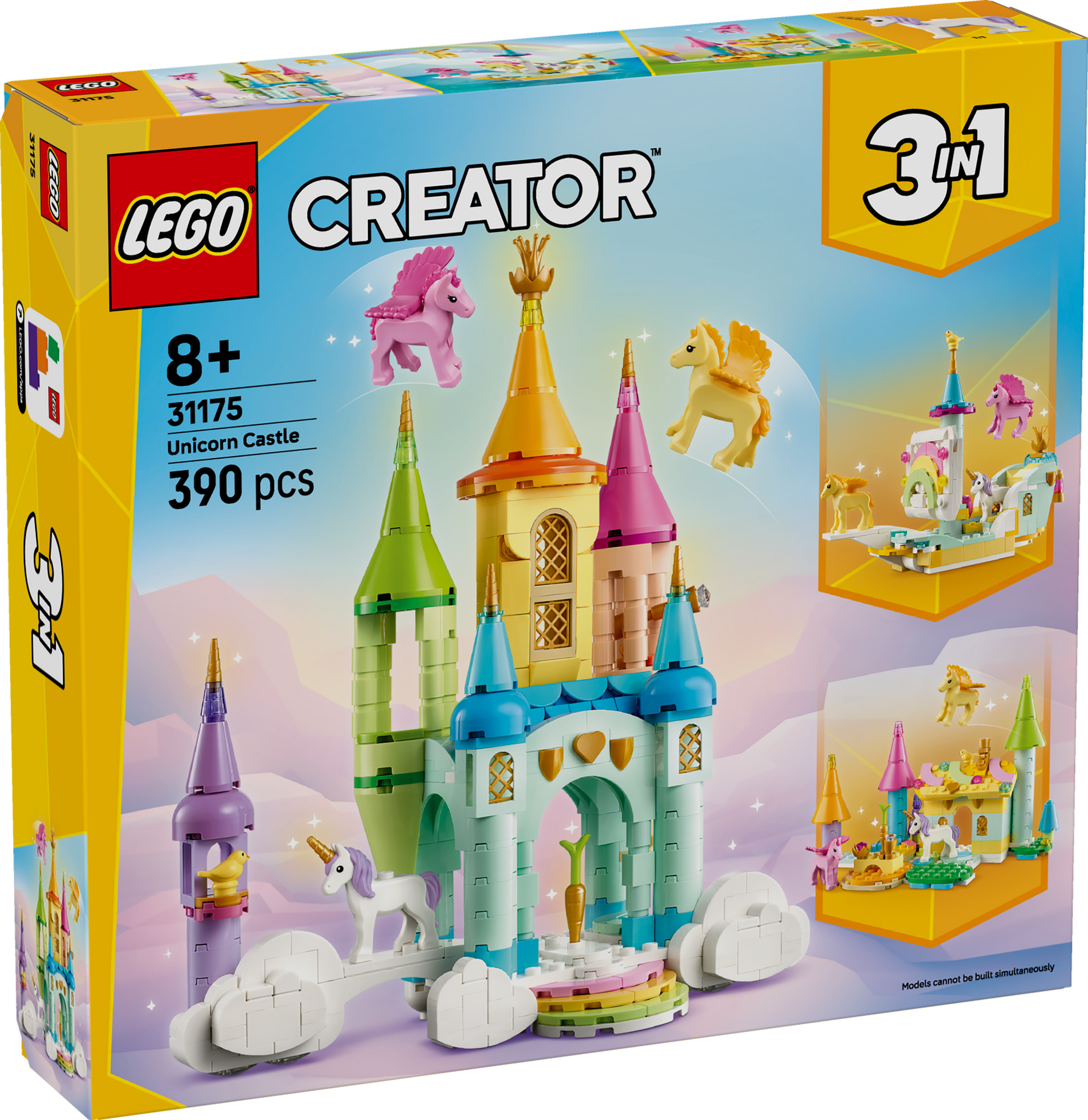 LEGO Unicorn Castle 3-in-1 fantasy building set for kids aged 8 and up