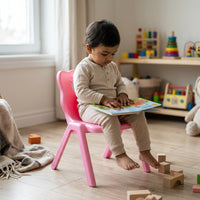 Ergonomic toddler chair with wide stable legs and smooth finish in pink