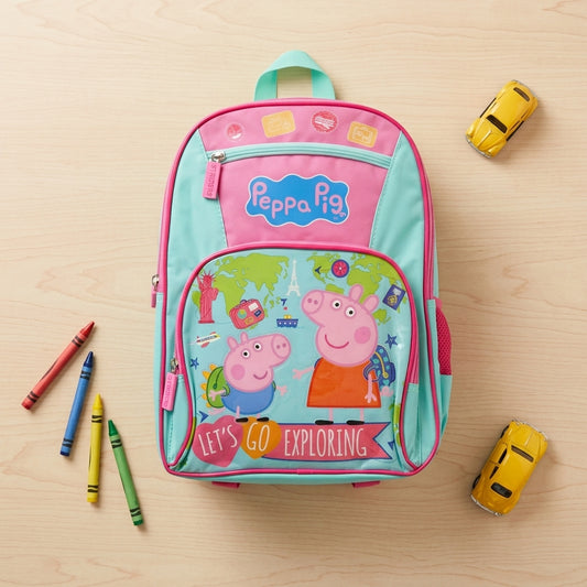 lightweight kids school backpack peppa pig travel theme bag for boys and girls