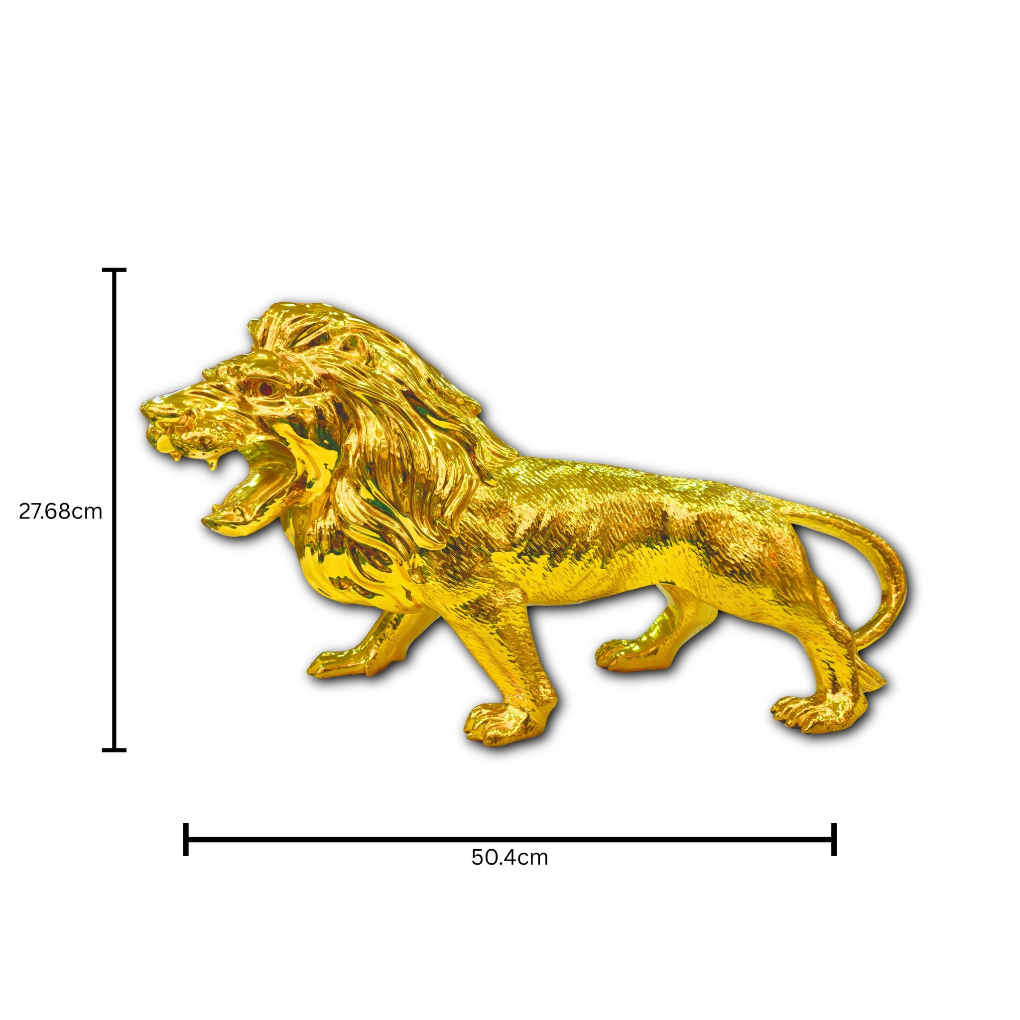 Golden lion statue made of premium polystone – symbol of strength, leadership, and prosperity for home decoration
