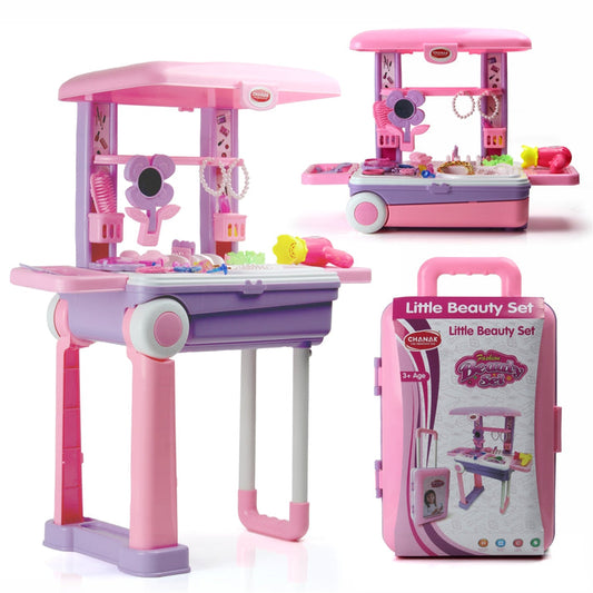 Little Beauty Set Suitcase Trolley for Kids with Makeup Accessories