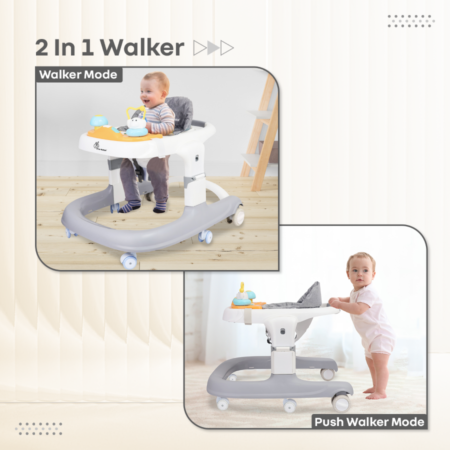 Baby walker with interactive activity tray and toys for toddlers