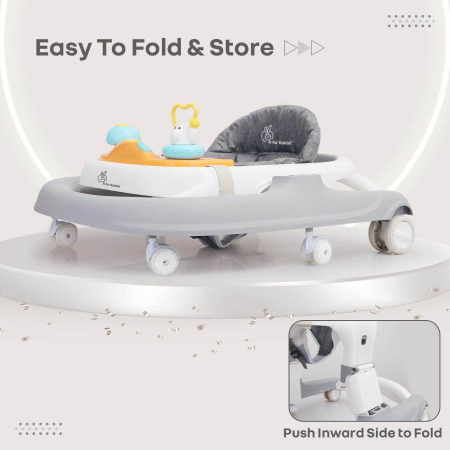 Space-saving foldable baby walker easy to store