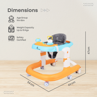 Baby walker with 360-degree swivel wheels for smooth movement