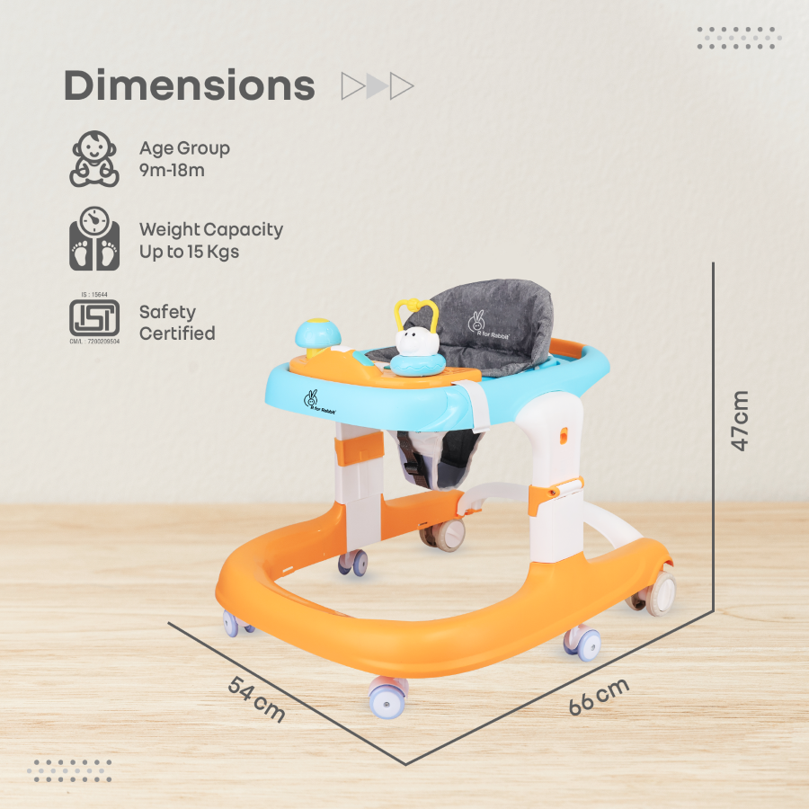 Baby walker with 360-degree swivel wheels for smooth movement