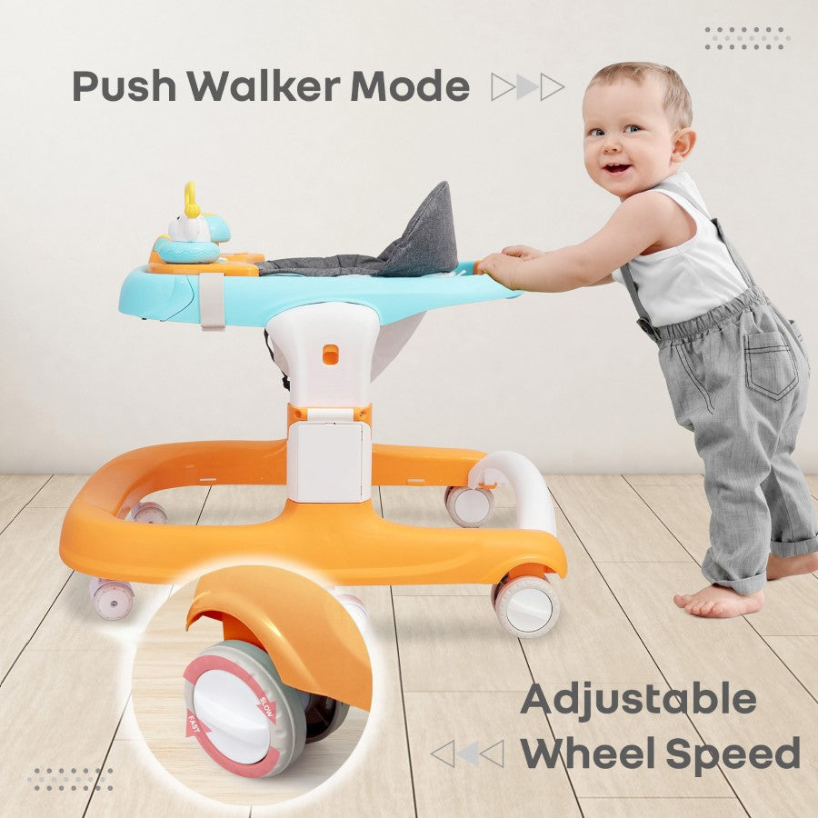 Baby walker with fun toys to keep babies engaged