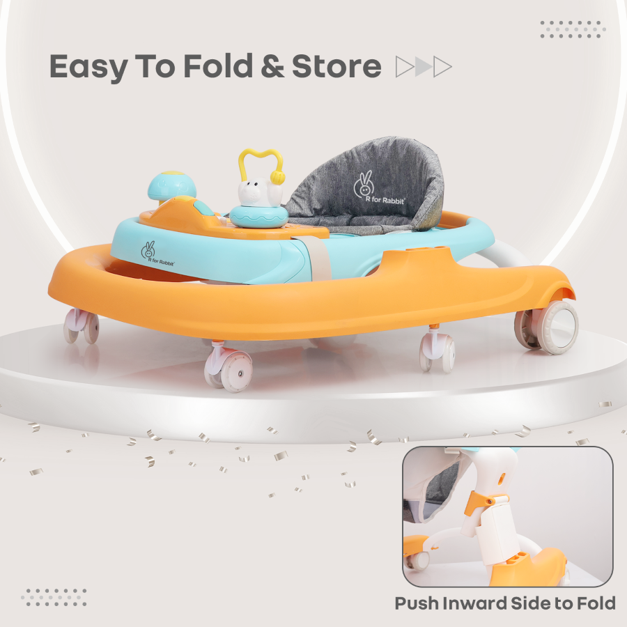 Compact foldable baby walker suitable for small spaces