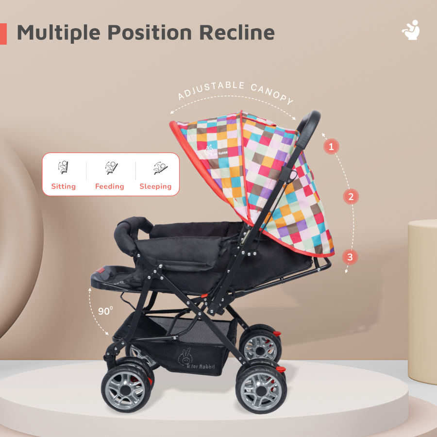 “Back view of Lollipop Lite stroller – baby stroller with durable wheels and strong frame”