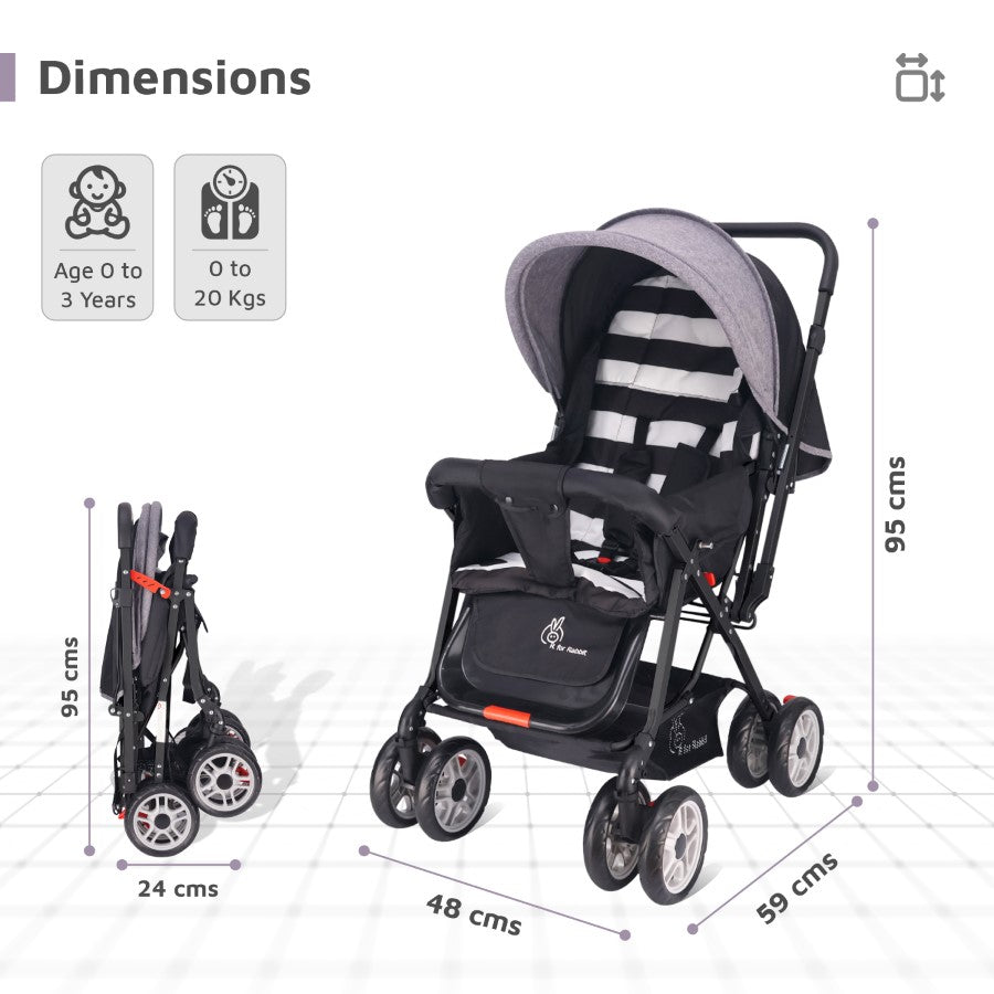 “Baby stroller with durable wheels and rear brakes – Lollipop Lite lightweight foldable stroller”