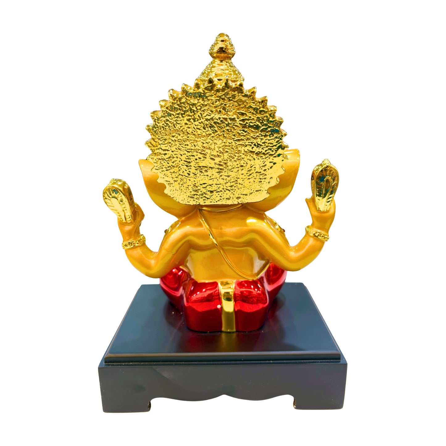 Back Side view of premium golden Lord Ganesha statue made of resin – perfect for pooja room and home decoration.